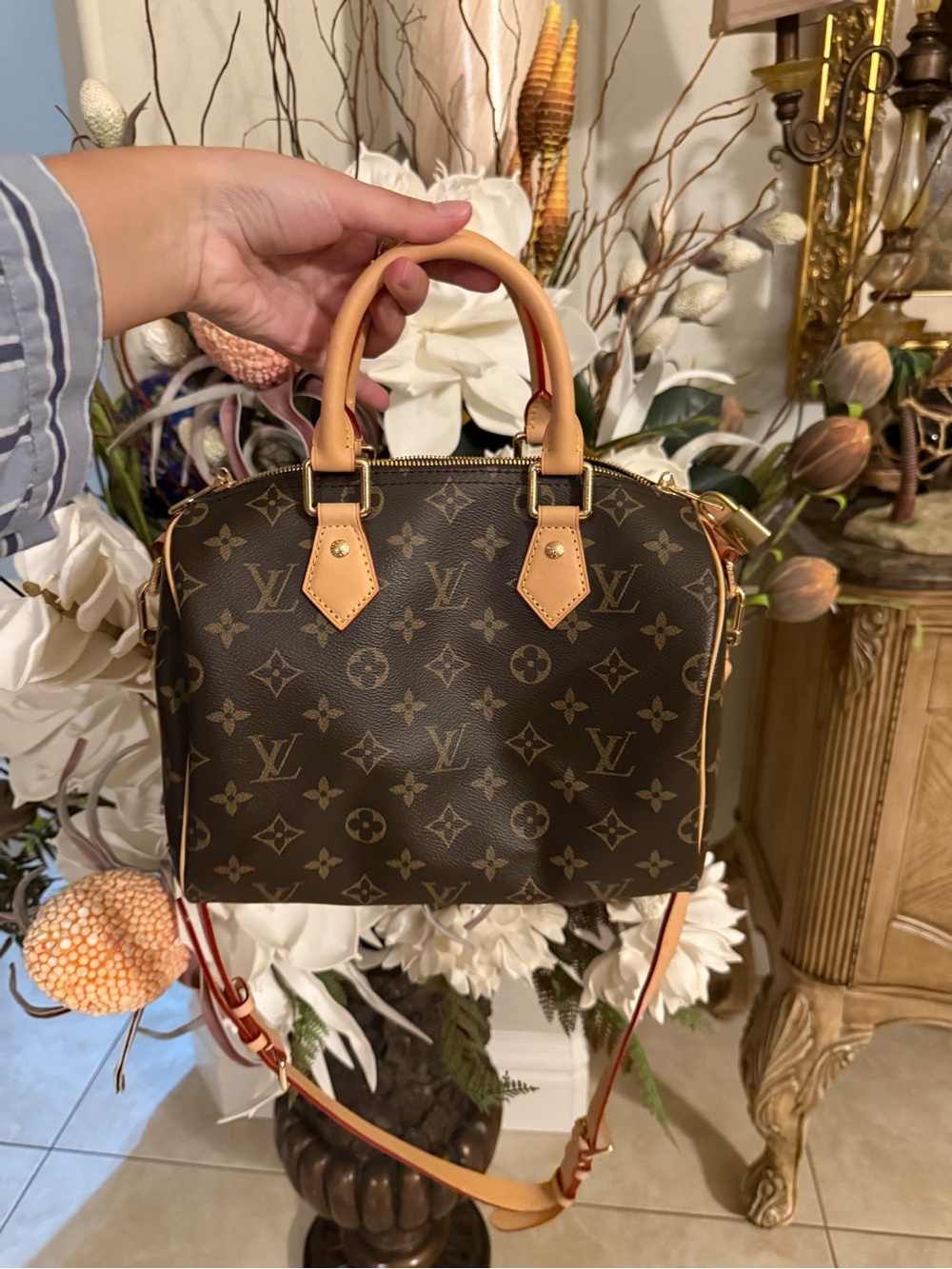 LV Brown Monogram Canvas Satchel with Natural Vachetta Trim - Picture 1 of 4